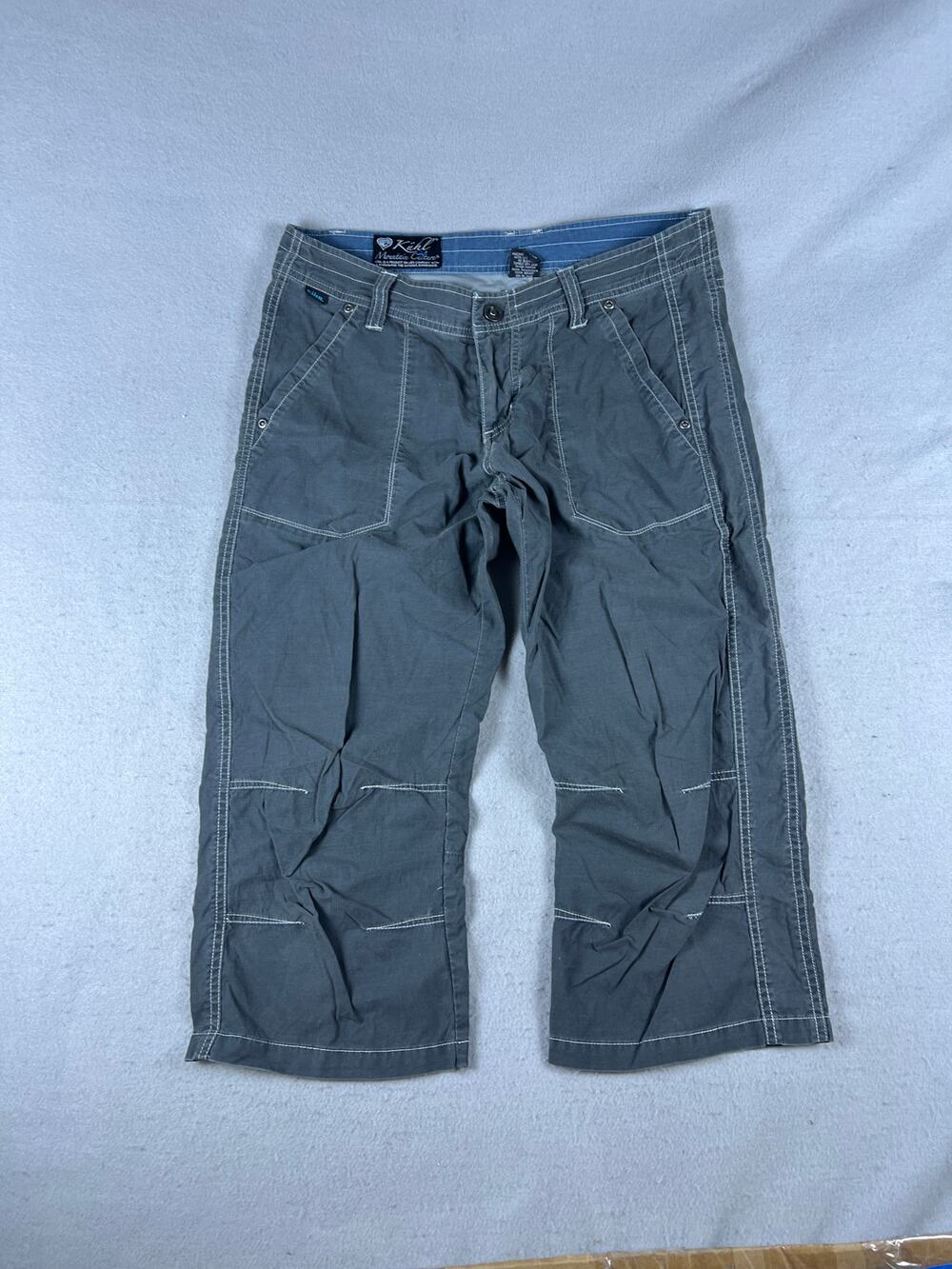KUHL Kendra Pants Womens 6 Gray Articulated Floral Embroidered Hiking Outdoor